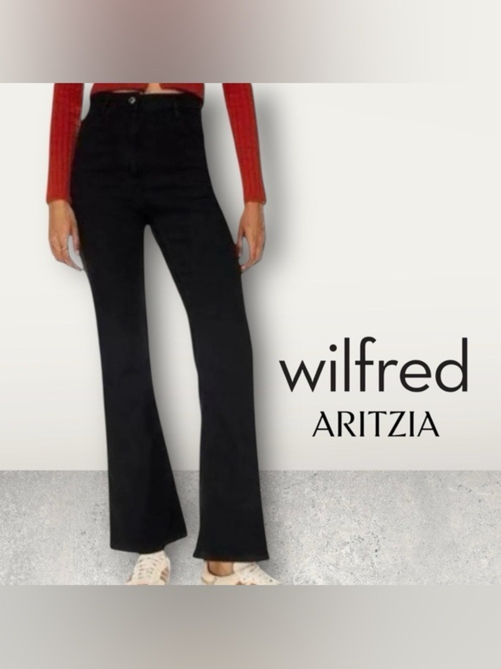 Aritzia Wilfred Free Two Step Black Flare Wide Leg Jeans Size 4